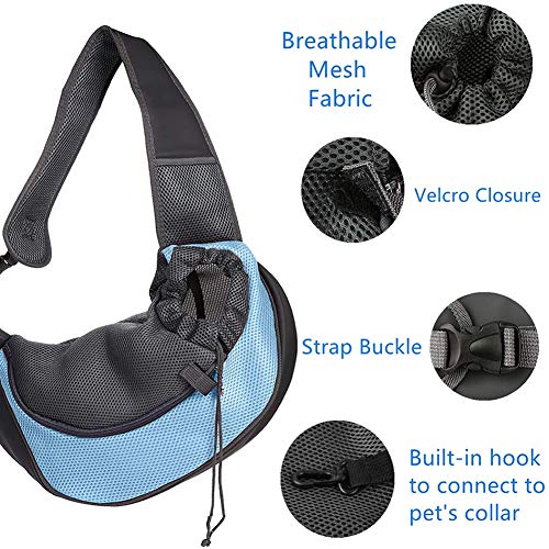 CHEPL Portador De Mascotas Sling Hand Bandoleras Portaperros Puppy Bag Carrier con Bolsa De Malla Transpirable para Viajes Al Aire Libre Caminar Metro Everyday