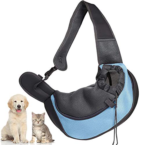 CHEPL Portador De Mascotas Sling Hand Bandoleras Portaperros Puppy Bag Carrier con Bolsa De Malla Transpirable para Viajes Al Aire Libre Caminar Metro Everyday