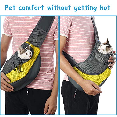 CHEPL Portador De Mascotas Sling Hand Bandoleras Portaperros Puppy Bag Carrier con Bolsa De Malla Transpirable para Viajes Al Aire Libre Caminar Metro Everyday