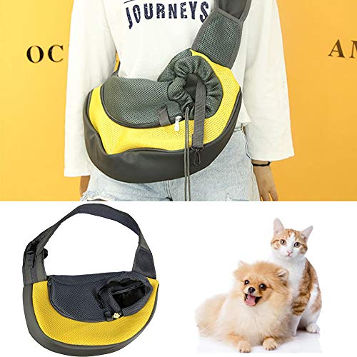 CHEPL Portador De Mascotas Sling Hand Bandoleras Portaperros Puppy Bag Carrier con Bolsa De Malla Transpirable para Viajes Al Aire Libre Caminar Metro Everyday