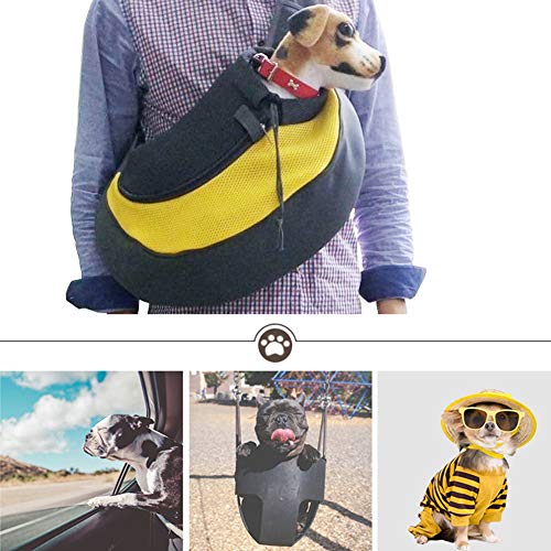 CHEPL Portador De Mascotas Sling Hand Bandoleras Portaperros Puppy Bag Carrier con Bolsa De Malla Transpirable para Viajes Al Aire Libre Caminar Metro Everyday