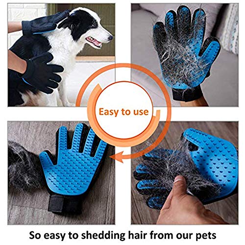 CHUER Guantes para Cepillar Mascotas y Quitar Pelos TPR Manopla Masaje Perros y Gatos Tamaño Ajustable
