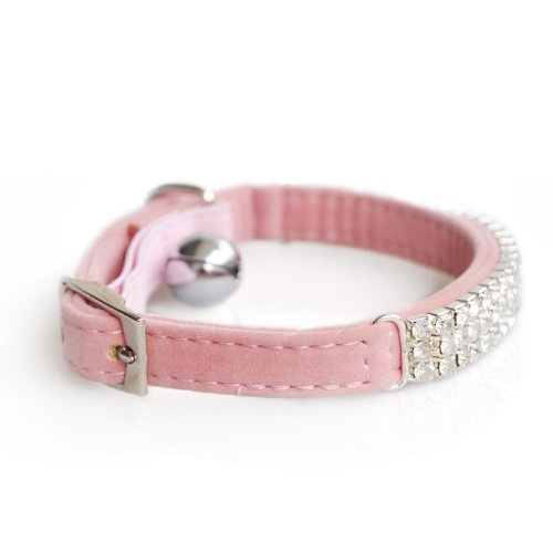 CHUKCHI Collar para gato, de terciopelo suave, diseño de brillantes con cascabel