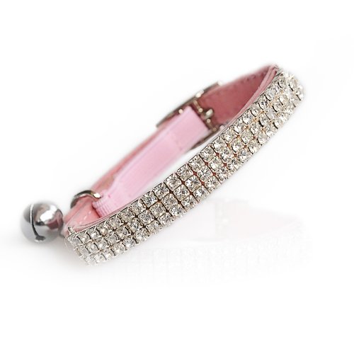 CHUKCHI Collar para gato, de terciopelo suave, diseño de brillantes con cascabel