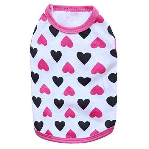 CIDCIJN Ropa para Mascotas,Perro Mascota Pink Heart Chaleco Verano Gato Mascota Ropa para Perros Tshirt Tiernas Mascotas Perros Ropa para Pequeñas Y Medianas Perro Chihuahua,S