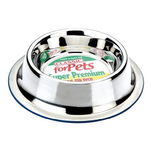 Classic Caldex Classic Pet Products Steel Super Premium Non-Tip Dish Plato de Acero para Perro con Goma Fusionada Debajo, 1.000 ml