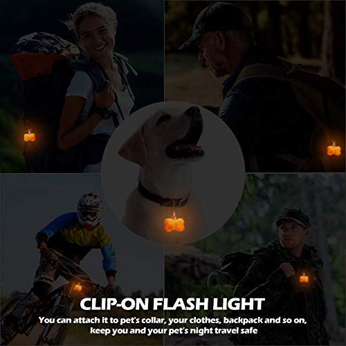 Clip de Luz LED de Seguridad Perros Luz de Placa Perro de Hueso Luz de Collar de Perro Flash Luz de Collar Mascotas Impermeable en 3 Modes de Brillar para Perros Paseos Nocturnos (Naranja)