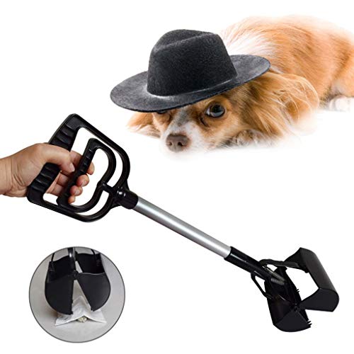 Clip para recoger gatos con manivela larga, recolector de caca de perro, recolector de heces de animales, herramienta de limpieza para exteriores, agarradores de mierda para mascotas, negro