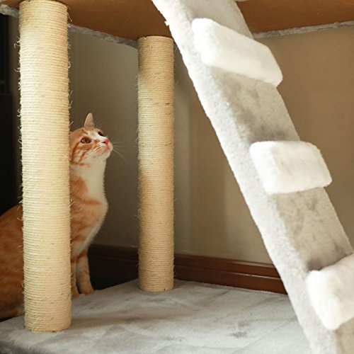 CO-Z Árbol para Gatos Rascador para Gatos Torre Condominio de Algodón con Escalera Casa Estable Recubrimiento de Felpa 90cm