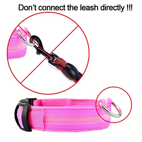 Collar de perro familiar, de nailon, luz intermitente de seguridad, collar fluorescente luminoso para perros (azul, S)