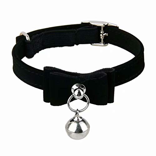 Collar de terciopelo ajustable para gato, con cascabel