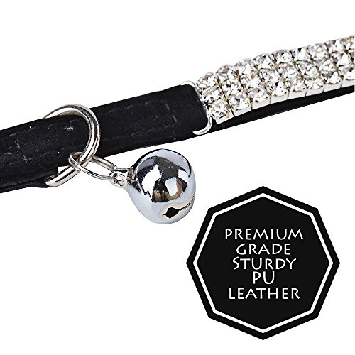 Collar para mascotas de Hukchi, ajustable, de brillantes, con cascabeles, 28 cm