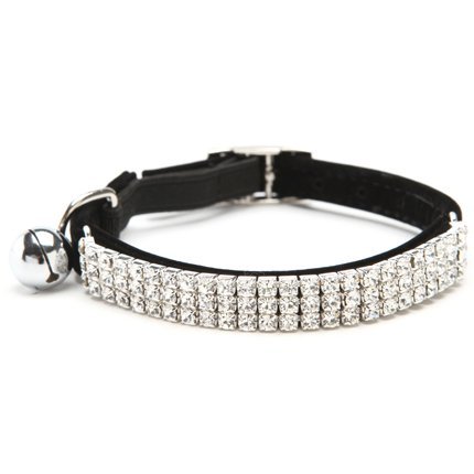 Collar para mascotas de Hukchi, ajustable, de brillantes, con cascabeles, 28 cm
