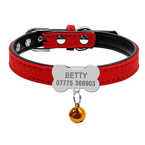 Collar suave para perros y gatos con campana Collar de seguridad personalizado con nombre de gato y juego de etiquetas Accesorios para perros y gatos Collares para cachorros pequeños para mascotas-K_S