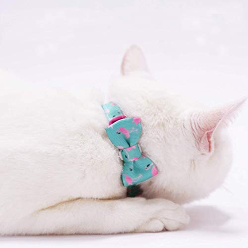 Collar YCZ-Flamingo en Esmeralda Claro y Púrpura para Gato, Cuello 7.8-26.6 cm, Collares Ajustable para Gatos, Paquete de 2