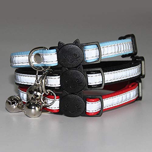 Collares reflectantes gatos con bonitas campanas, collar para mascotas liberación rápida, collar seguridad ajustable perros, pajarita gatos con etiquetas anti-perdida para gatos perros pequeños,Negro