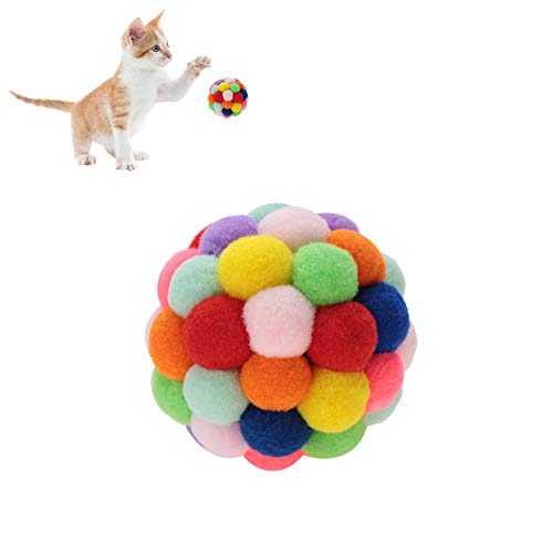 Colorido Mascota Peluche de Peluche Juguete Suave Perro Cachorro Gato Juguete Pelota Jugando Pelota Ejercicio Interactivo con Bell para Entrenar Jugando Masticar(M)