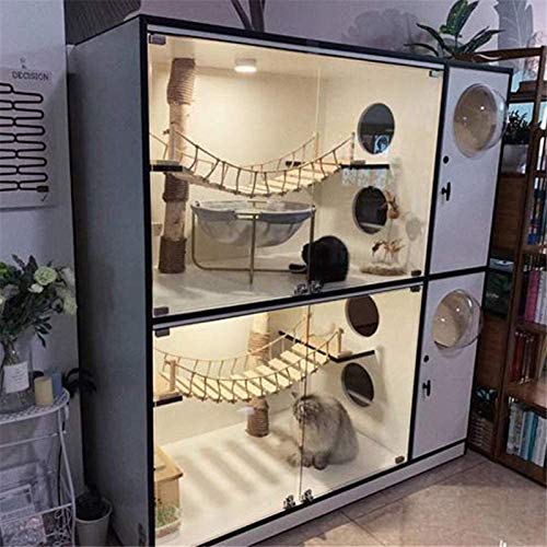 Columpio Puente Gato, Madera Paso Pared De La Casa del Árbol Gato Cama Primavera Plataforma Hamaca Sisal Arañar Montaje En Posterior Muebles Juguetes para Gatos,Amarillo