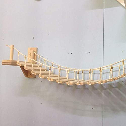 Columpio Puente Gato, Madera Paso Pared De La Casa del Árbol Gato Cama Primavera Plataforma Hamaca Sisal Arañar Montaje En Posterior Muebles Juguetes para Gatos,Amarillo