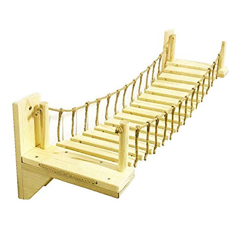 Columpio Puente Gato, Madera Paso Pared De La Casa del Árbol Gato Cama Primavera Plataforma Hamaca Sisal Arañar Montaje En Posterior Muebles Juguetes para Gatos,Amarillo