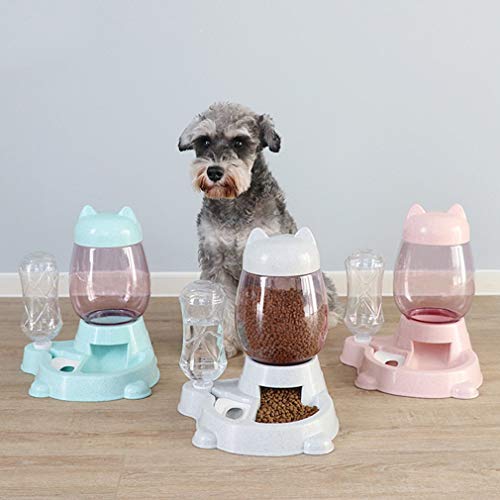 Comedero de agua 2 en 1, bebedero automático con biberón, gatos y perros, a prueba de derrames, bebedero para mascotas, sin derrames, cuenco de agua para cachorros y gatitos (rosa)