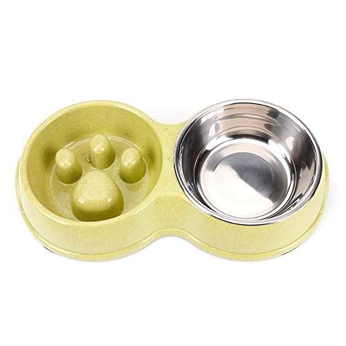 Comedero Doble para Perros, Agua, comedero Lento, comedero Combinado de Acero Inoxidable, Anti-Asfixia, Anti-engullido, Anti-Trago, Divertido alimentador para Perros pequeños, medianos