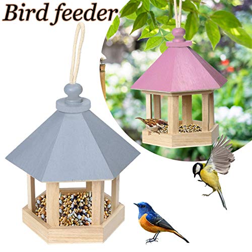 Comedero para pájaros Alimentadores de aves de madera Tipo de colgaje PET OUTTRANDET Semillas de aves Alimentador Alimentador Árbol Jardín Snacks Bucket Holder Feed Feed Station Comederos colgantes