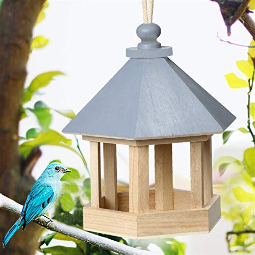 Comedero para pájaros Alimentadores de aves de madera Tipo de colgaje PET OUTTRANDET Semillas de aves Alimentador Alimentador Árbol Jardín Snacks Bucket Holder Feed Feed Station Comederos colgantes