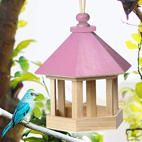 Comedero para pájaros Alimentadores de aves de madera Tipo de colgaje PET OUTTRANDET Semillas de aves Alimentador Alimentador Árbol Jardín Snacks Bucket Holder Feed Feed Station Comederos colgantes