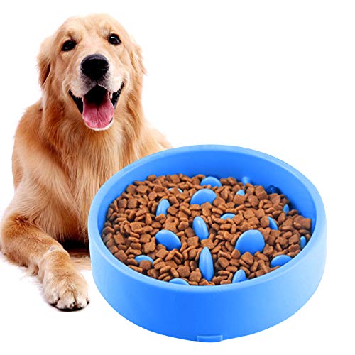 Comedero para perros, comedero para mascotas, antideslizante, evita eficazmente el asfixia de mascotas, comedero lento para perros y gatos (azul)