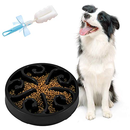 Comedero Perro Gato - Comedero de Perros para Ralentizar la Comida, Bowl Tazón de Fuente del Animal Doméstico Gato Alimentador del perro Lento Abajo Comiendo, Divertida Búsqueda de Alimento (Negro)
