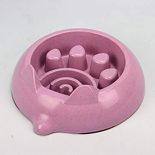 Comedero Perro Gato，Slow Food Antideslizante Bowl Resina Pet Food Bowl/Recipiente De Alimentación/ Tazón De Agua，Púrpura Laberinto Forma De Pata Para Les Impide Comer En Exceso， Ayudan A La Dig