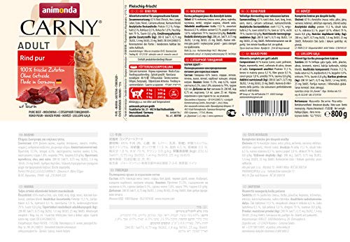 Comida para gatos animonda Carny Adult, comida húmeda para gatos adultos, vacuno, 6 x 800 g