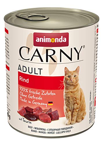 Comida para gatos animonda Carny Adult, comida húmeda para gatos adultos, vacuno, 6 x 800 g