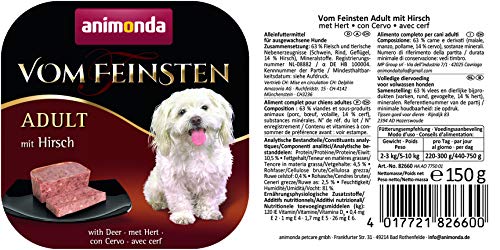 Comida para perros animonda Vom Feinsten Adult, comida húmeda para perros adultos, con ciervo, 22 x 150 g