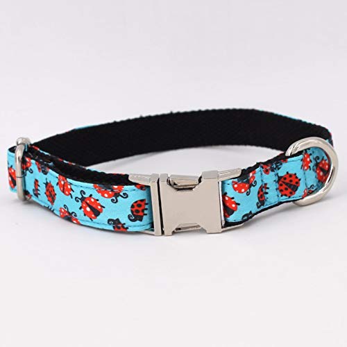 Conjunto de Collar y Correa para Perro con Lazo Bonito patrón de Mariquita Collar para Perro y Gato pequeño Grande Accesorios para Mascotas-Collar Correa de Lazo, S