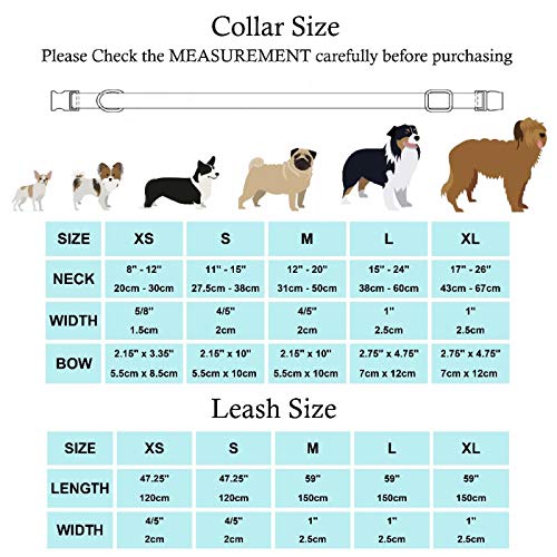 Conjunto de Collar y Correa para Perro con Lazo Bonito patrón de Mariquita Collar para Perro y Gato pequeño Grande Accesorios para Mascotas-Collar Correa de Lazo, S