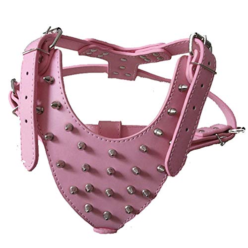 Correas básicas para Perros Perro Grande Remaches de aleación de Zinc Arnés de Perro de Cuero PU con Tachuelas con Pinchos para Perros de Raza Grande Pitbull Arneses para Mascotas Chaleco Correa par