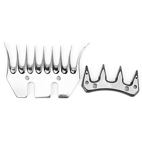 Cortadora de ovejas de acero inoxidable Walfront, cuchilla de repuesto, cortador de corte de alta dureza(9 Tooth Curved Blade (+ Swing Blade))