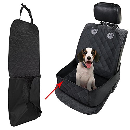 Cubierta del asiento del animal doméstico del coche, asiento individual delantero del coche antideslizante Funda del asiento del perro del animal doméstico Protector Pad Cesta Impermeable Negro