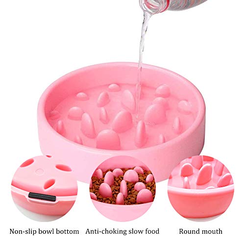 Cuenco para Perro y Gato Tazón de Alimentación Mascota Cuenco de Alimentación Lento Interactivo Bol para Perro de Mascota (Rosa)