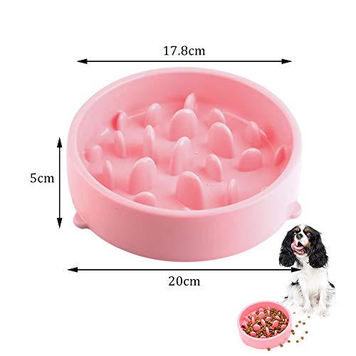 Cuenco para Perro y Gato Tazón de Alimentación Mascota Cuenco de Alimentación Lento Interactivo Bol para Perro de Mascota (Rosa)