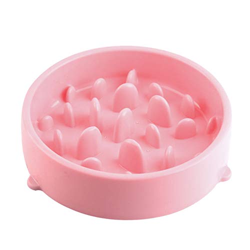 Cuenco para Perro y Gato Tazón de Alimentación Mascota Cuenco de Alimentación Lento Interactivo Bol para Perro de Mascota (Rosa)