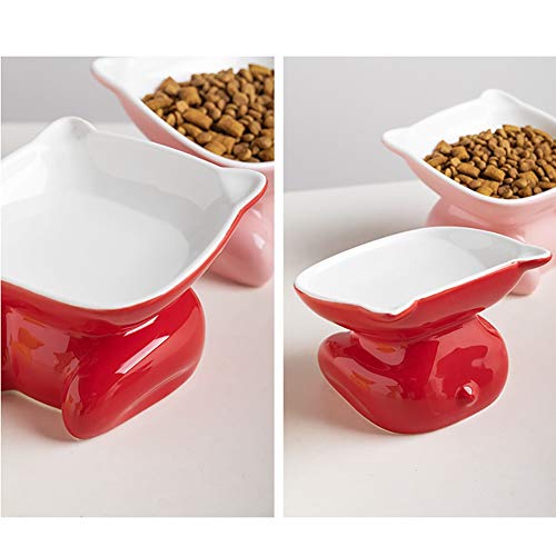 Cuencos Para Gatos Párese platos de comida del alimentador Perros Gatos Comida for mascotas de dibujos animados cuenco de agua Dispensadores Pequeña Mediana elevada inclinación del cuello Guardia lind