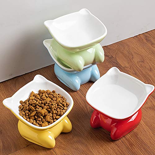 Cuencos Para Gatos Párese platos de comida del alimentador Perros Gatos Comida for mascotas de dibujos animados cuenco de agua Dispensadores Pequeña Mediana elevada inclinación del cuello Guardia lind