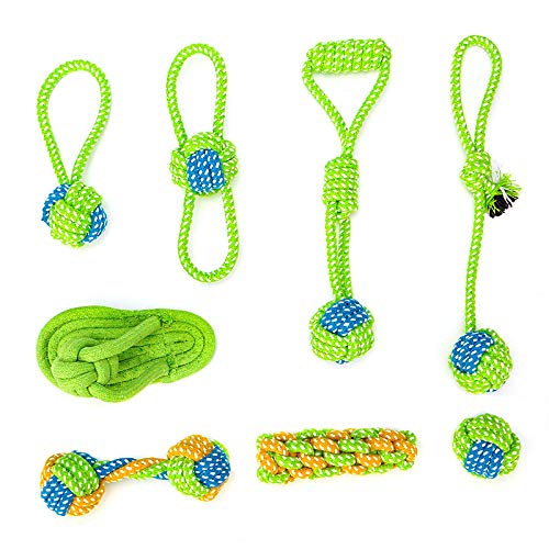 Cuerda de juguete para perros Shuibian, inteligencia, indestructible, 8 juguetes interactivos, beneficioso para la limpieza dental del perro, para cachorros pequeños/medianos