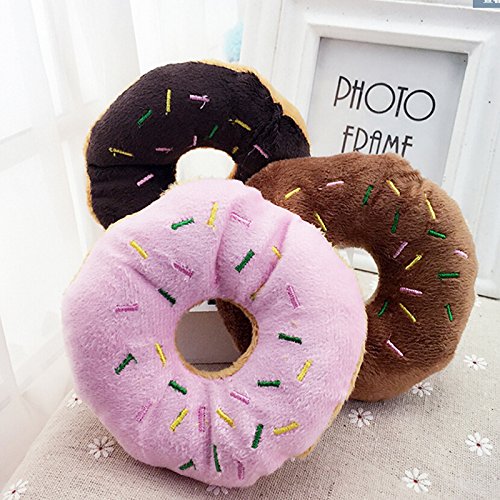 Cupcinu Juguete de Peluche para Mascotas Donut Juguete con Sonido para Perros Gato Cachorro Size 13CM (Marrón)