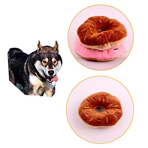 Cupcinu Juguete de Peluche para Mascotas Donut Juguete con Sonido para Perros Gato Cachorro Size 13CM (Marrón)