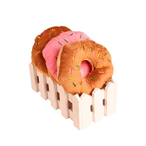 Cupcinu Juguete de Peluche para Mascotas Donut Juguete con Sonido para Perros Gato Cachorro Size 13CM (Rosa)