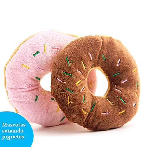 Cupcinu Juguete de Peluche para Mascotas Donut Juguete con Sonido para Perros Gato Cachorro Size 13CM (Rosa)